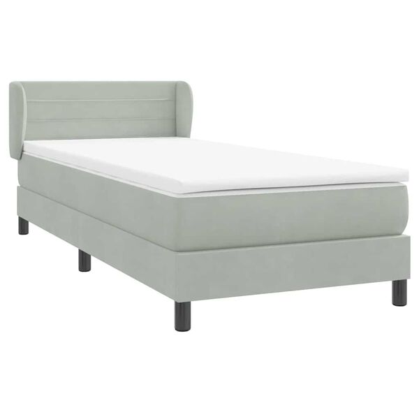 vidaXL Boxspring met matras fluweel lichtgrijs 80x210 cm