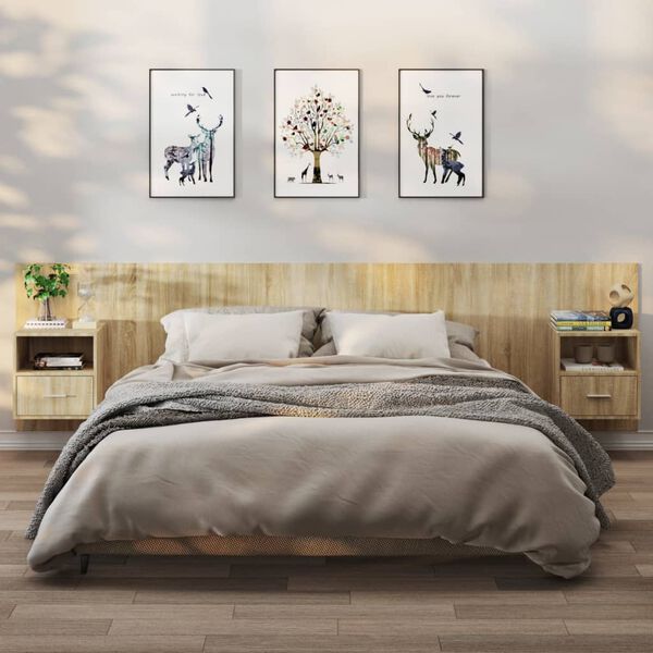 vidaXL Nachtkastjes 2 st wandgemonteerd sonoma eikenkleurig