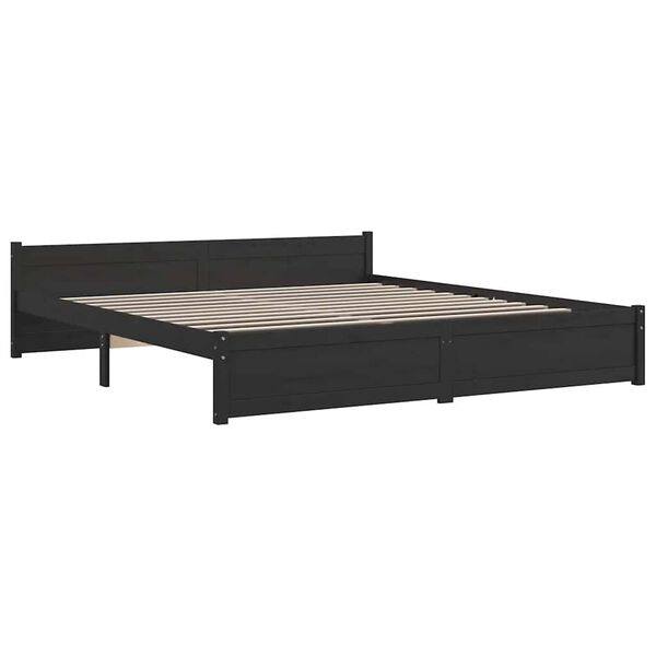 vidaXL Bedframe massief hout zwart 180x200 cm