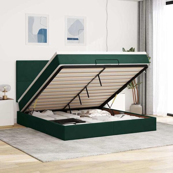 vidaXL Ottoman bed met matrassen en LED's 160x200cm fluweel