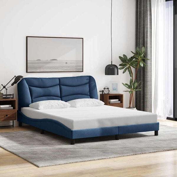 vidaXL Bedframe zonder matras "Hvar" stof blauw 160x200 cm