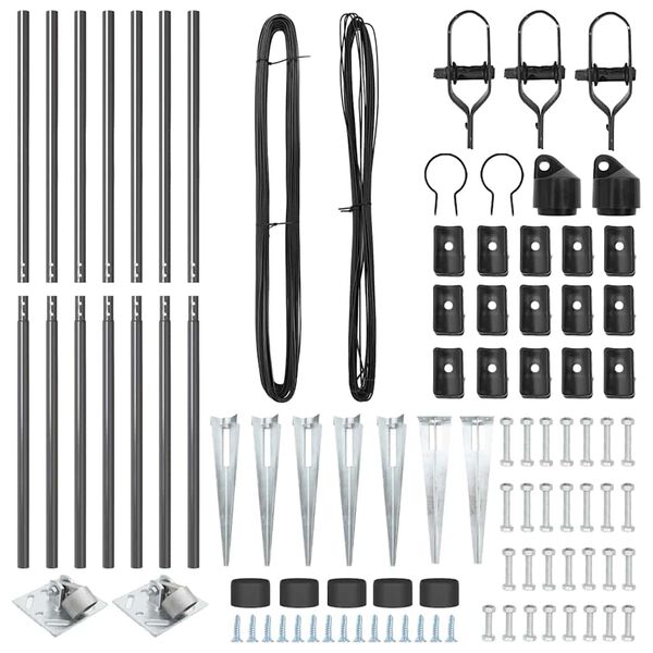 vidaXL Afrasteringspaal 7 pcs Grijs Staal