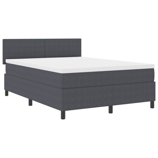 vidaXL Boxspringbed Donkergrijs en Wit 140 x 200 cm Katoen Stof