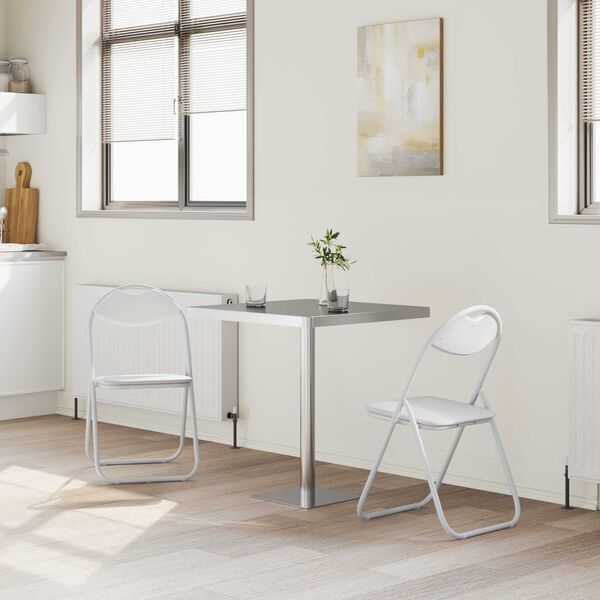 vidaXL Inklapbare stoel 2 pcs Wit 48 x 43,5 x 81 cm Nep Leer