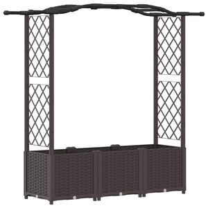 vidaXL Verhoogd Bed met Trellis en Dak Bruin 164 x 40 x 142 cm PP