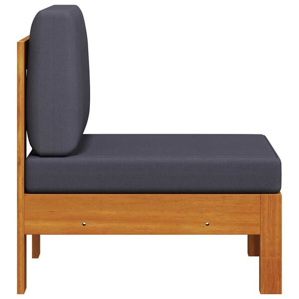 vidaXL Middenbank met donkergrijze kussens massief acaciahout