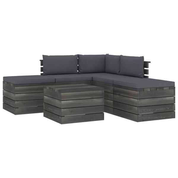vidaXL 6-delige Loungeset met kussens pallet massief grenenhout