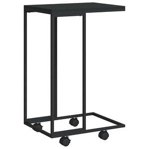 vidaXL Bijzettafel met wieltjes 40x30x63,5 bewerkt hout zwart