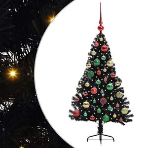 vidaXL Kunstmatig Voorverlicht Kerstboom met 150 LED Zwart 120 cm PVC