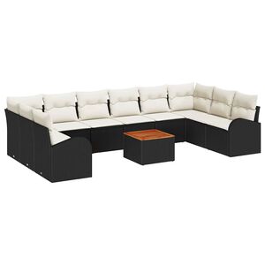 vidaXL Tuin Sofa Set met kussen 11 pcs Zwart Poly riet