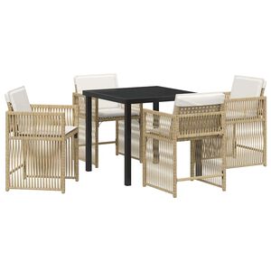 vidaXL Tuin eettafelset 5 pcs Beige poly rattan
