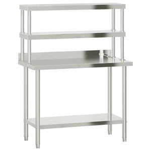 vidaXL Keukenwerktafel met bovenschap 110x55x150 cm roestvrij staal