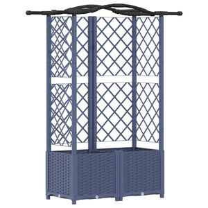 vidaXL Verhoogd Bed met Trellis en Dak Grijs 122 x 40 x 141 cm PP