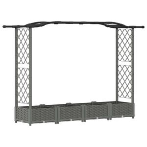 vidaXL Verhoogd Bed met Trellis en Dak Lichtgrijs 207 x 40 x 123 cm PP