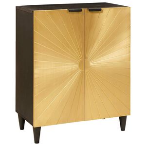 vidaXL Dressoir Zwart en Goud 60 x 33 x 75 cm Massief Mango Hout