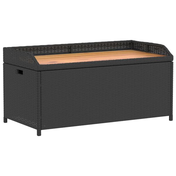 vidaXL Opbergbankje 100x50x52 cm poly rattan en acaciahout zwart