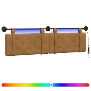 vidaXL Hangend hoofdbord Met LED-verlichting Bruin Fluweel