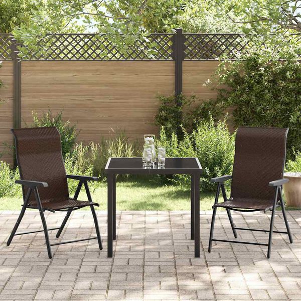 vidaXL Tuin eettafelset 3 pcs Bruin Gepoedercoat staal