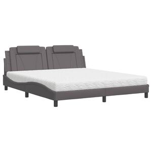 vidaXL Bed "Viana" met matras kunstleer grijs 180x200 cm