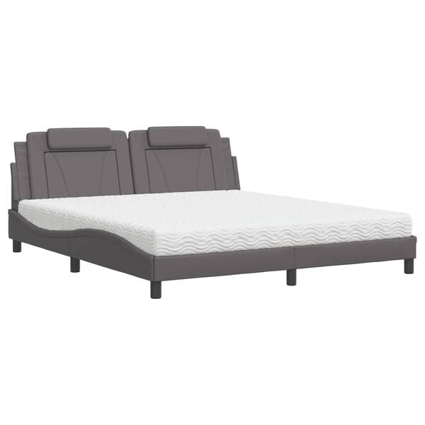 vidaXL Bed "Viana" met matras kunstleer grijs 180x200 cm