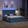 vidaXL Ottoman bed met matrassen en LED's 200x200cm stof blauw