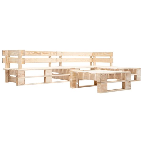 vidaXL 4-delige Loungeset pallet met grijze kussens hout