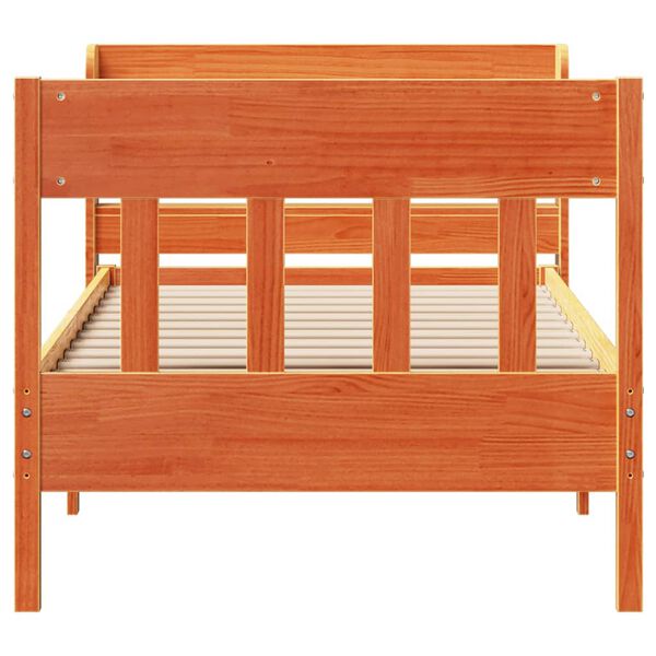 vidaXL Bedframe zonder matras massief grenenhout wasbruin 75x190 cm