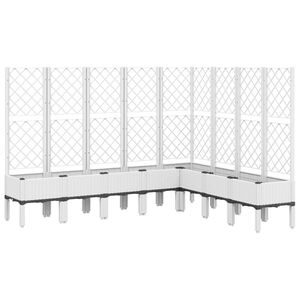 vidaXL Plantenbak met latwerk 200x160x142 cm polypropeen wit