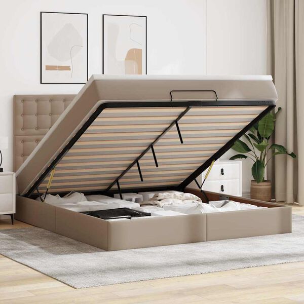vidaXL Ottoman bed met matras en LED's 160x200cm kunstleer