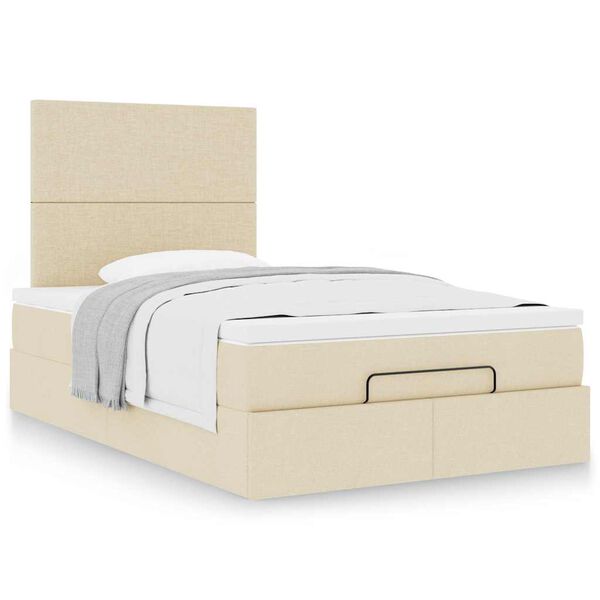 vidaXL Ottoman bed met matras 120x190cm stof cr&egrave;mekleurig