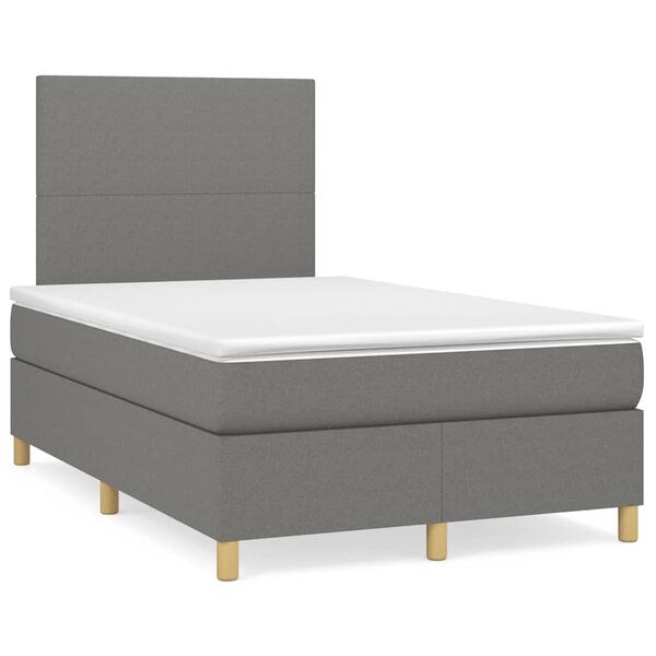 vidaXL Boxspring met matras stof donkergrijs 120x190 cm
