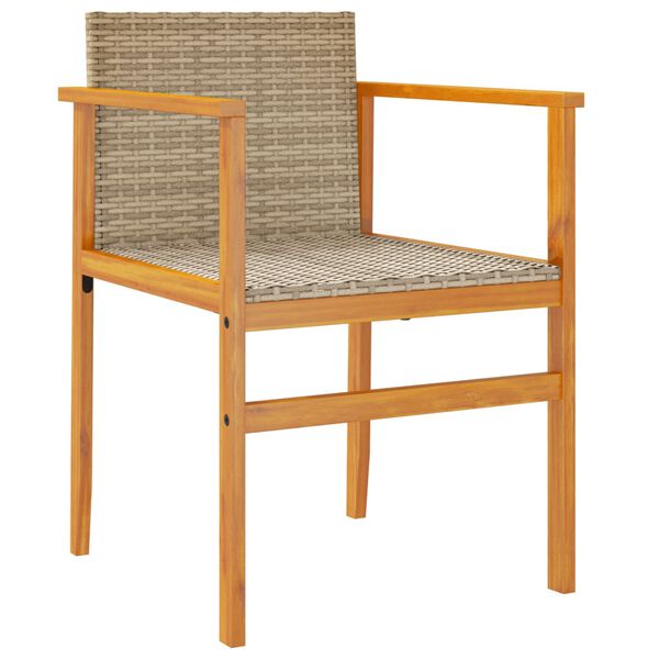 vidaXL Tuinstoelen 2 st poly rattan en massief hout beige