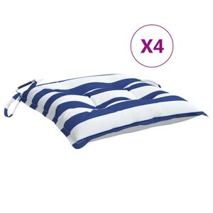 vidaXL Stoelkussens 4 st gestreept 40x40x7 cm stof wit en blauw