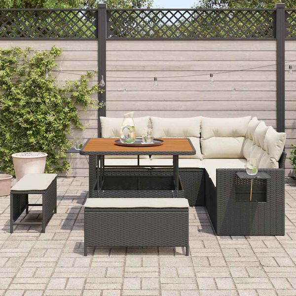 vidaXL Tuin Sofa Set met kussen 8 pcs Zwart poly rattan