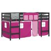 vidaXL Kinderhoogslaper met gordijnen 90x200 cm grenenhout roze