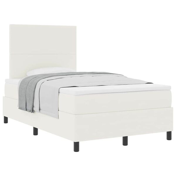 vidaXL Boxspring bed Cr&egrave;me en Wit 193 x 120 x 128 cm Katoenen stof