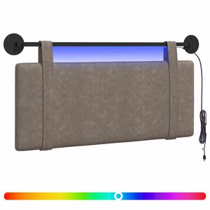 vidaXL Hangend hoofdbord Met LED-verlichting Grijs Antiek PU