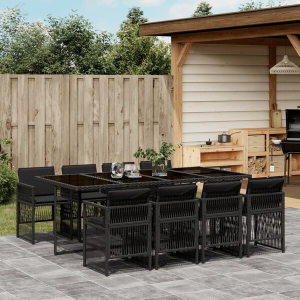 vidaXL 9-delige Tuinset poly rattan zwart