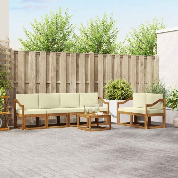 vidaXL Buiten bankenset 7 pcs Natuurlijk en Cr&egrave;me Massief Acaciahout