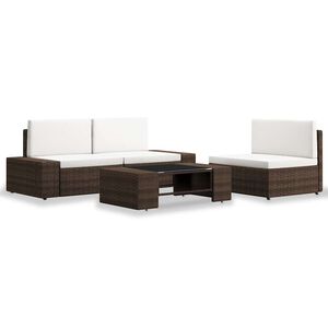 vidaXL 4-delige Loungeset poly rattan bruin