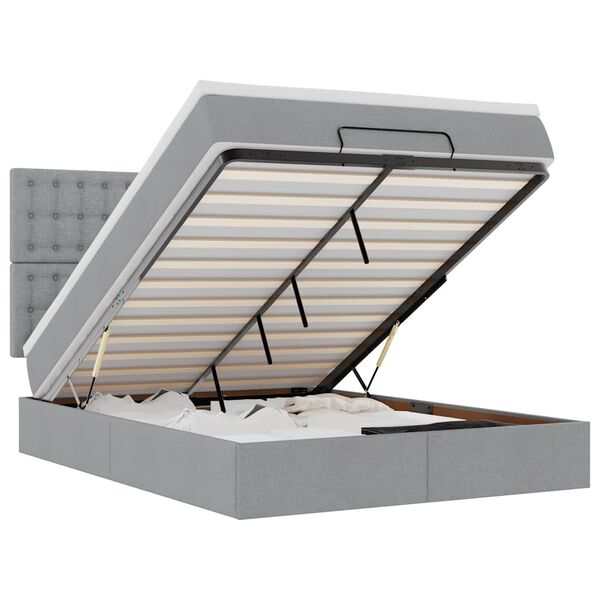 vidaXL Ottoman bed met matras en LED's 140x190cm stof lichtgrijs