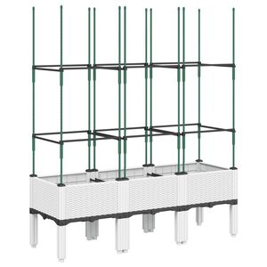 vidaXL Plantenbak met latwerk 120x40x142,5 cm polypropeen wit
