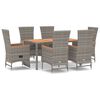 vidaXL 7-delige Tuinset met kussens poly rattan grijs