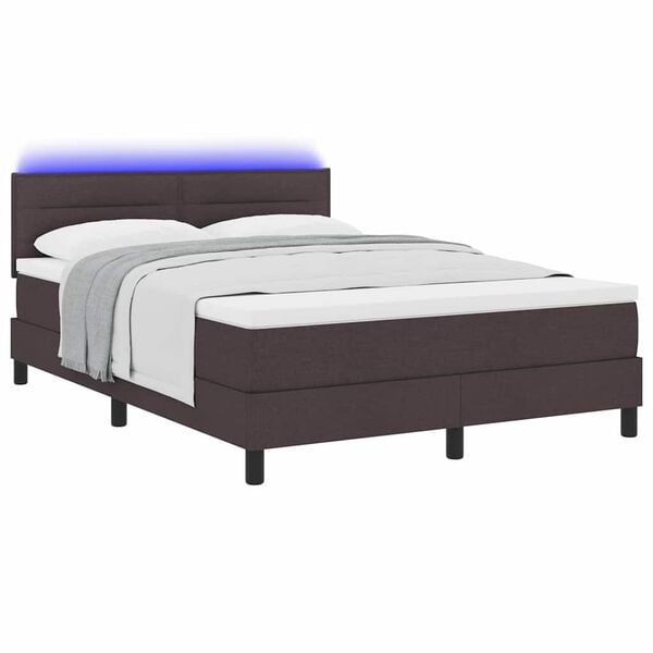 vidaXL Boxspring bed met matras met LED Donkerbruin 140 x 200 cm Stof