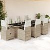 vidaXL 9-delige Bistroset met kussens poly rattan beige