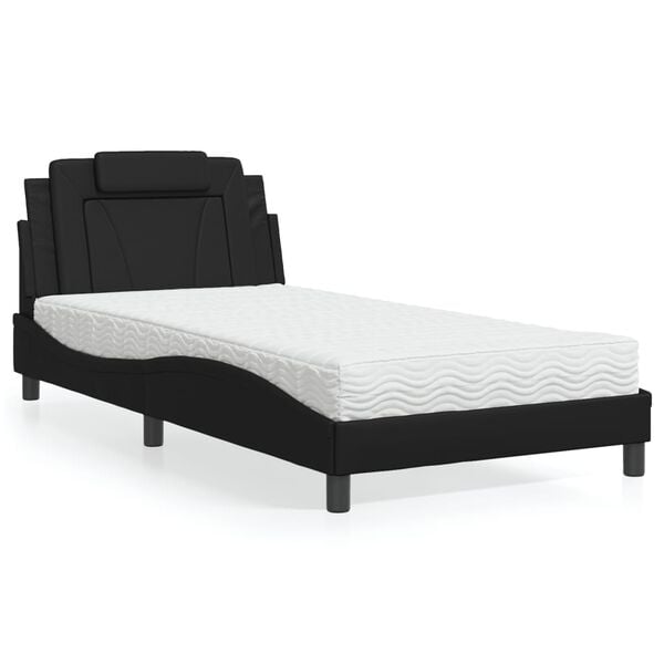 vidaXL Bed "Viana" met matras kunstleer zwart 100x200 cm