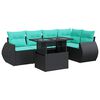 vidaXL 6-delige Loungeset met kussens poly rattan acacia zwart