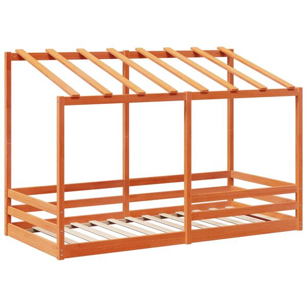 vidaXL Kinderbed met bedhuis 80x200 cm massief grenenhout wasbruin