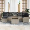 vidaXL Tuin Sofa Set met kussen met opslag 8 pcs Lichtgrijs Poly riet
