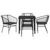 vidaXL Tuin eettafelset 5 pcs Zwart poly rattan